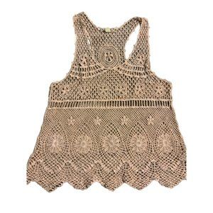 Blush Pink Crochet Flowing Tank Top